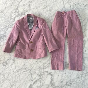 Appaman Fine Tailored Toddler Pink Linen Suit Sz 4T